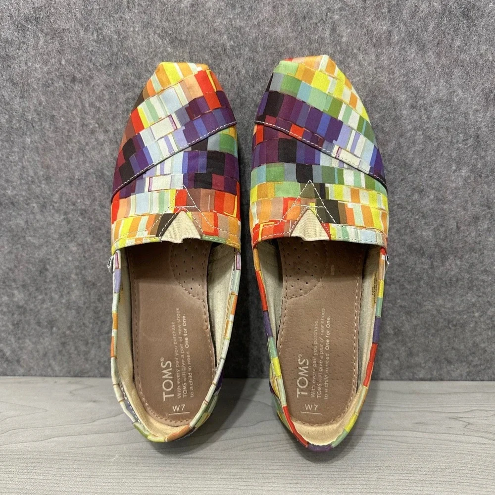 TOMS Alpargata Rainbow Pride Women's Sz 7 Multicolor‎ Geometric Slip On Flats